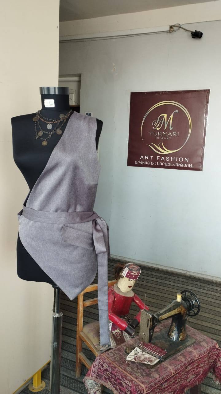 Gray Asymmetric Obi Belt Vest – Structured Layering Piece | Armenia