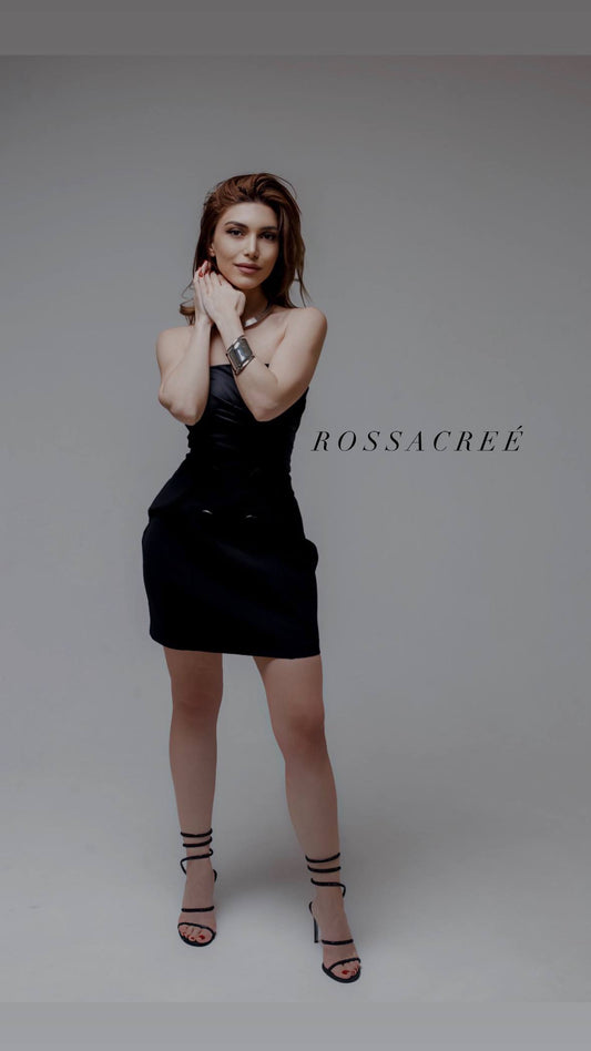 Black Strapless Mini Dress with Double-Breasted Detail | Armenia